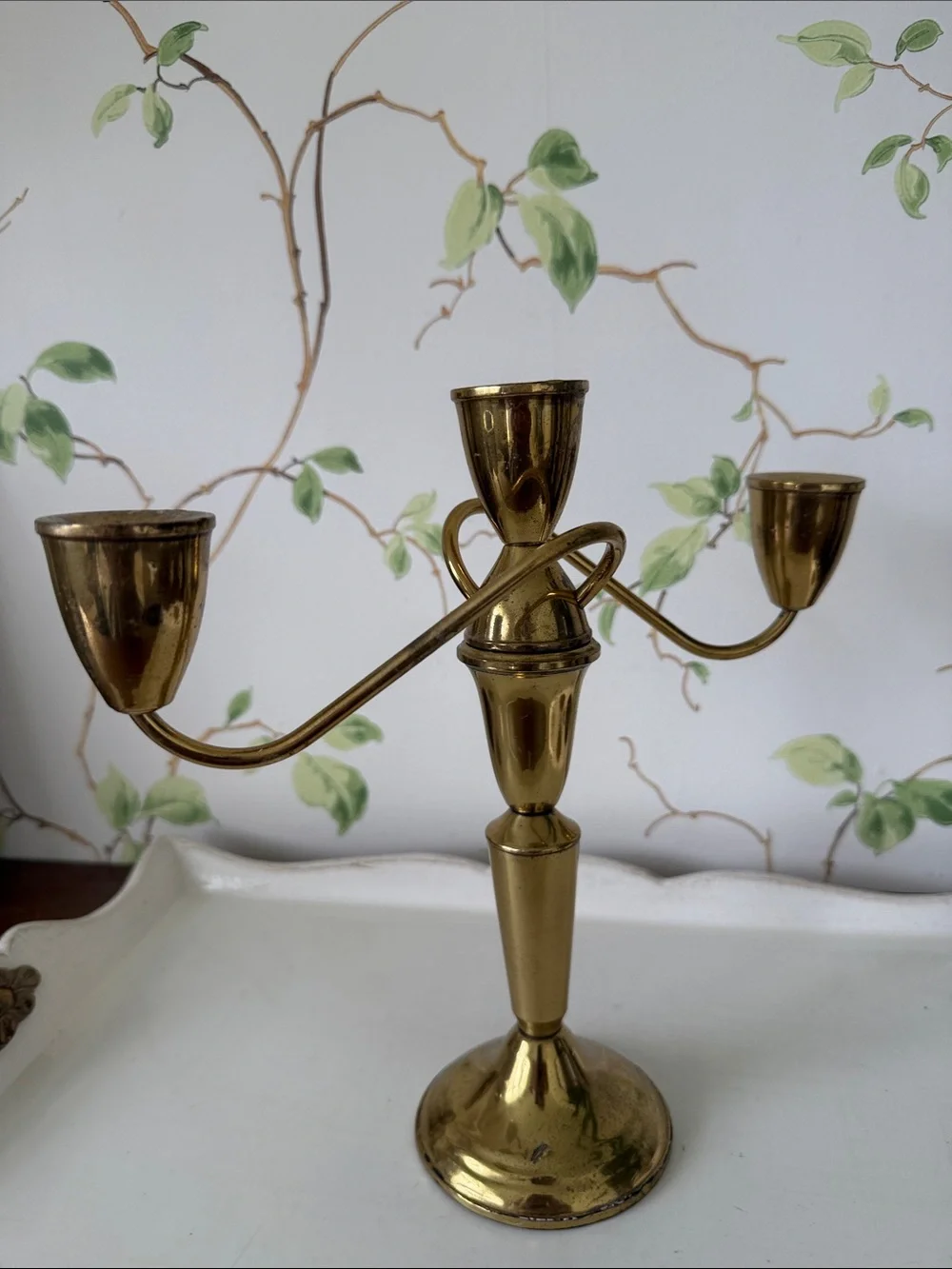 Vintage Jeweler’s Brass Hand Spun Twisted Two-Arm Candelabra